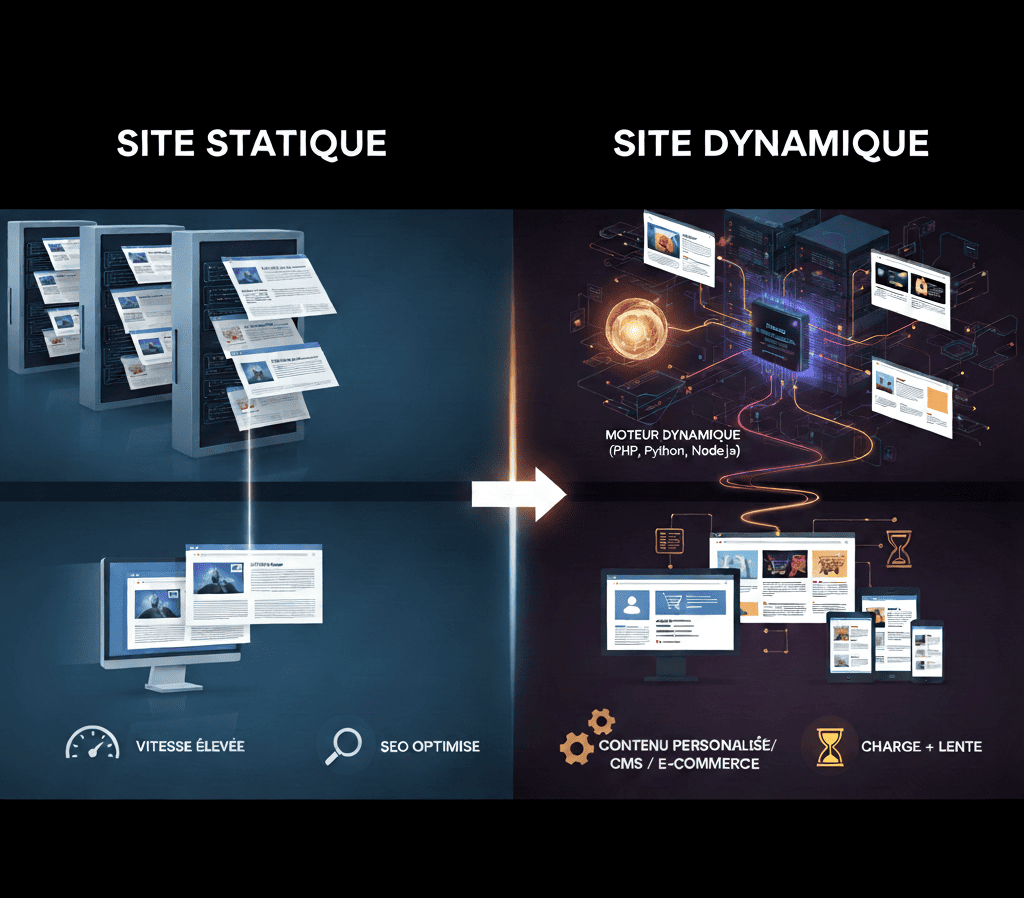 difference entre un site statique et un site dynamique