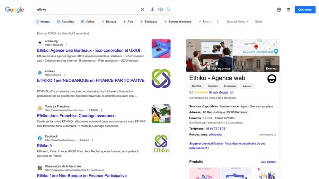 Création de fiche d'établissement