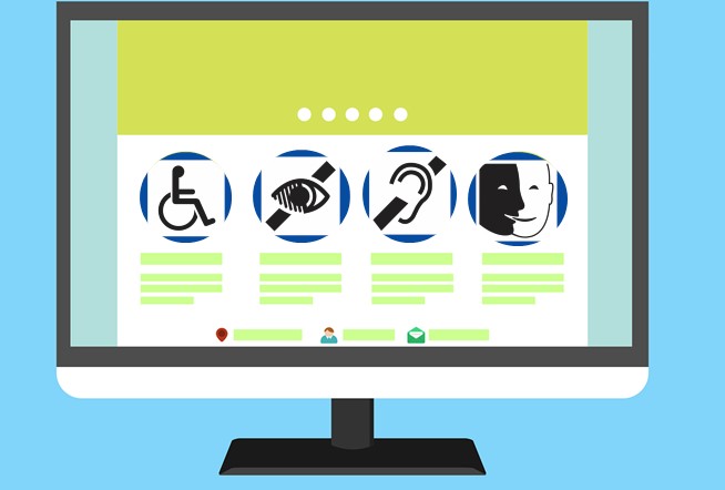 écran avec les symboles des différents handicap pour illiustrer les règles d'accessibilité numérique